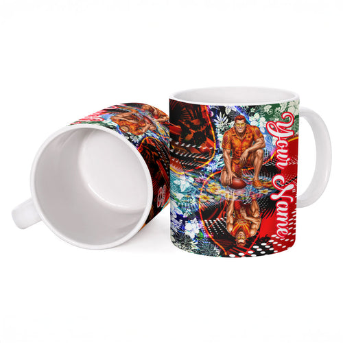 Personalized Gold Coast Suns Football Ceramic Mug Tropical Hibiscus Flowers - Pacific Fusion Style