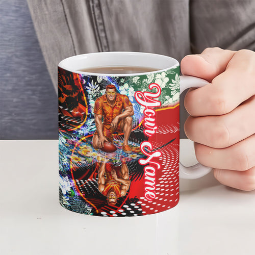 Personalized Gold Coast Suns Football Ceramic Mug Tropical Hibiscus Flowers - Pacific Fusion Style