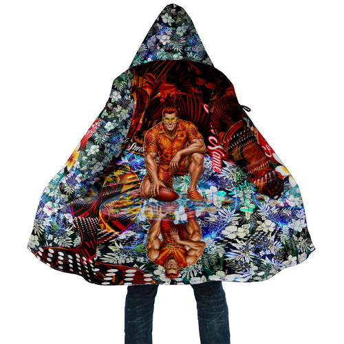 Personalized Gold Coast Suns Football Cloak Tropical Hibiscus Flowers - Pacific Fusion Style