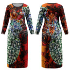 Personalized Gold Coast Suns Football Couples Matching Long Sleeve Bodycon Dress and Hawaiian Shirt Tropical Hibiscus Flowers - Pacific Fusion Style