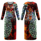 Personalized Gold Coast Suns Football Couples Matching Long Sleeve Bodycon Dress and Long Sleeve Button Shirt Tropical Hibiscus Flowers - Pacific Fusion Style