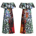 Personalized Gold Coast Suns Football Couples Matching Off Shoulder Maxi Dress and Long Sleeve Button Shirt Tropical Hibiscus Flowers - Pacific Fusion Style