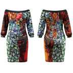 Personalized Gold Coast Suns Football Couples Matching Off The Shoulder Long Sleeve Dress and Hawaiian Shirt Tropical Hibiscus Flowers - Pacific Fusion Style