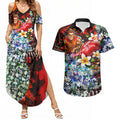 Personalized Gold Coast Suns Football Couples Matching Summer Maxi Dress and Hawaiian Shirt Tropical Hibiscus Flowers - Pacific Fusion Style