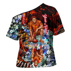 Personalized Gold Coast Suns Football Cross Shoulder Shirt Tropical Hibiscus Flowers - Pacific Fusion Style