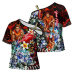 Personalized Gold Coast Suns Football Cross Shoulder Shirt Tropical Hibiscus Flowers - Pacific Fusion Style