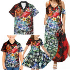 Personalized Gold Coast Suns Football Family Matching Summer Maxi Dress and Hawaiian Shirt Tropical Hibiscus Flowers - Pacific Fusion Style