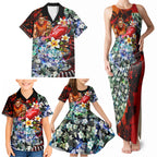 Personalized Gold Coast Suns Football Family Matching Tank Maxi Dress and Hawaiian Shirt Tropical Hibiscus Flowers - Pacific Fusion Style