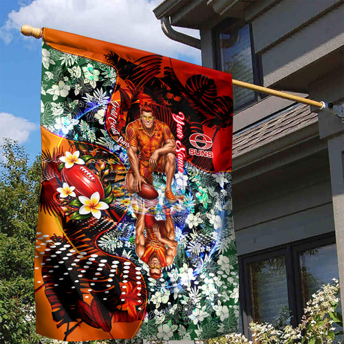 Personalized Gold Coast Suns Football Garden Flag Tropical Hibiscus Flowers - Pacific Fusion Style