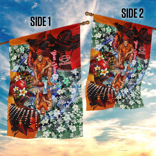 Personalized Gold Coast Suns Football Garden Flag Tropical Hibiscus Flowers - Pacific Fusion Style