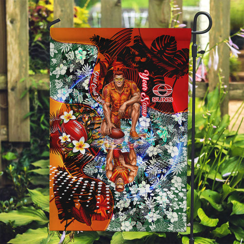 Personalized Gold Coast Suns Football Garden Flag Tropical Hibiscus Flowers - Pacific Fusion Style