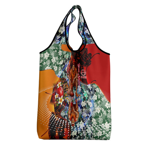 Personalized Gold Coast Suns Football Grocery Bag Tropical Hibiscus Flowers - Pacific Fusion Style