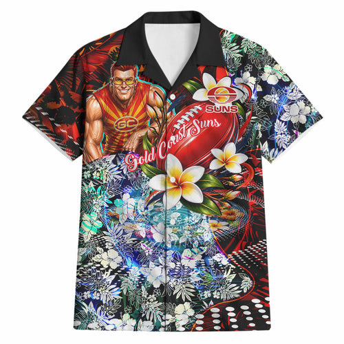 Personalized Gold Coast Suns Football Hawaiian Shirt Tropical Hibiscus Flowers - Pacific Fusion Style