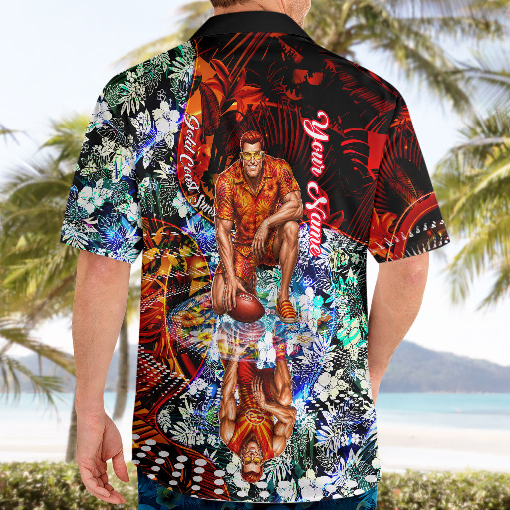 Personalized Gold Coast Suns Football Hawaiian Shirt Tropical Hibiscus Flowers - Pacific Fusion Style