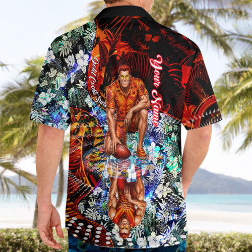 Personalized Gold Coast Suns Football Hawaiian Shirt Tropical Hibiscus Flowers - Pacific Fusion Style