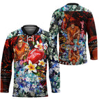 Personalized Gold Coast Suns Football Hockey Jersey Tropical Hibiscus Flowers - Pacific Fusion Style
