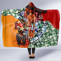 Personalized Gold Coast Suns Football Hooded Blanket Tropical Hibiscus Flowers - Pacific Fusion Style