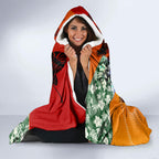 Personalized Gold Coast Suns Football Hooded Blanket Tropical Hibiscus Flowers - Pacific Fusion Style