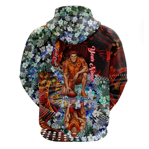 Personalized Gold Coast Suns Football Hoodie Tropical Hibiscus Flowers - Pacific Fusion Style