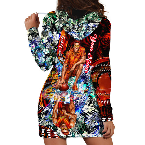 Personalized Gold Coast Suns Football Hoodie Dress Tropical Hibiscus Flowers - Pacific Fusion Style