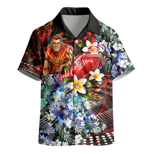 Personalized Gold Coast Suns Football Kid Hawaiian Shirt Tropical Hibiscus Flowers - Pacific Fusion Style