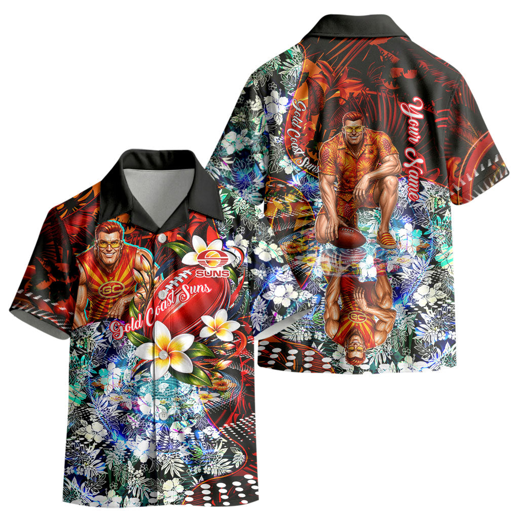 Personalized Gold Coast Suns Football Kid Hawaiian Shirt Tropical Hibiscus Flowers - Pacific Fusion Style