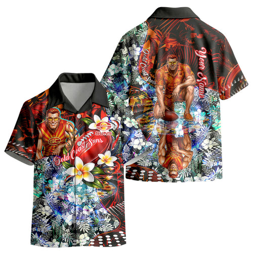 Personalized Gold Coast Suns Football Kid Hawaiian Shirt Tropical Hibiscus Flowers - Pacific Fusion Style