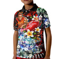 Personalized Gold Coast Suns Football Kid Polo Shirt Tropical Hibiscus Flowers - Pacific Fusion Style
