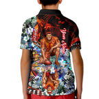 Personalized Gold Coast Suns Football Kid Polo Shirt Tropical Hibiscus Flowers - Pacific Fusion Style