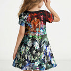 Personalized Gold Coast Suns Football Kid Short Sleeve Dress Tropical Hibiscus Flowers - Pacific Fusion Style