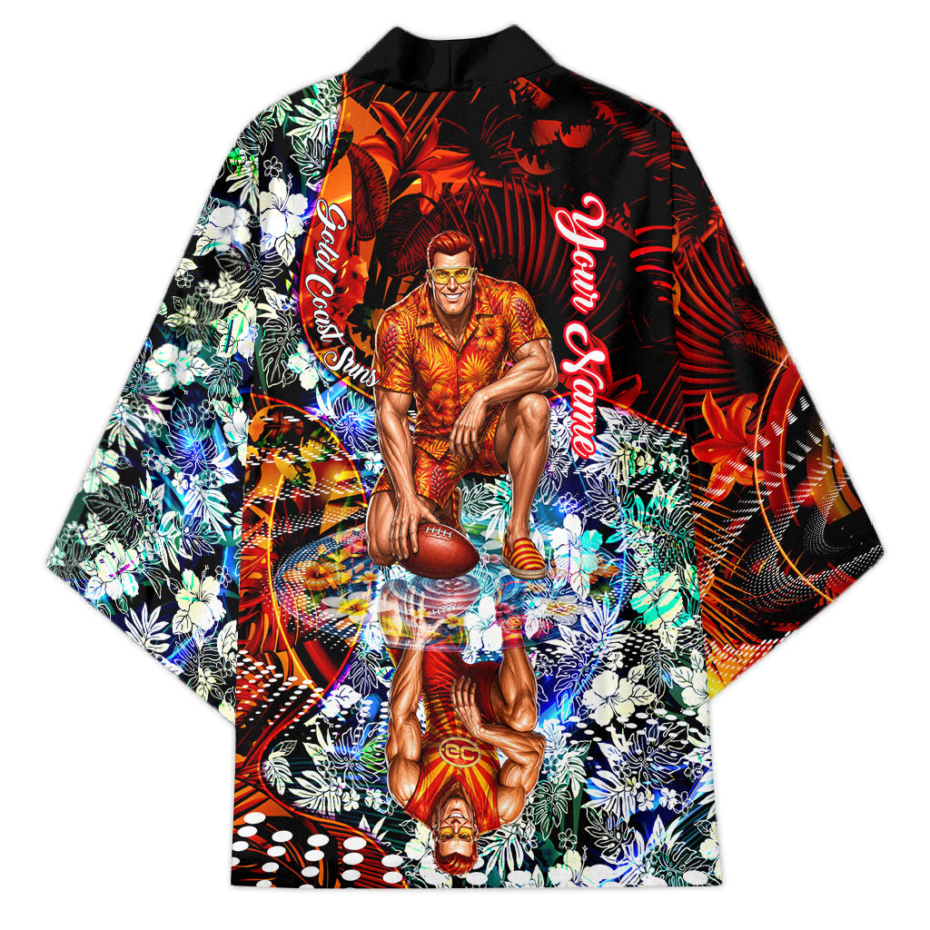 Personalized Gold Coast Suns Football Kimono Tropical Hibiscus Flowers - Pacific Fusion Style