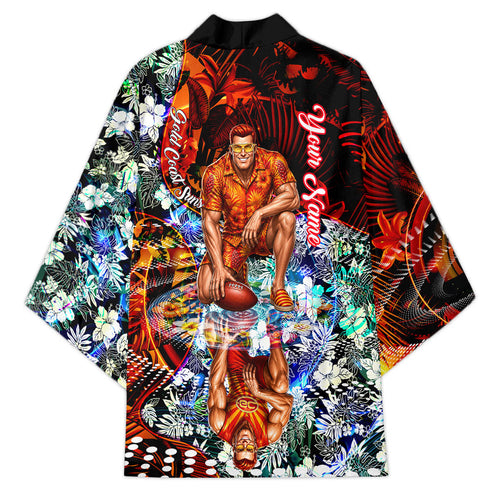 Personalized Gold Coast Suns Football Kimono Tropical Hibiscus Flowers - Pacific Fusion Style