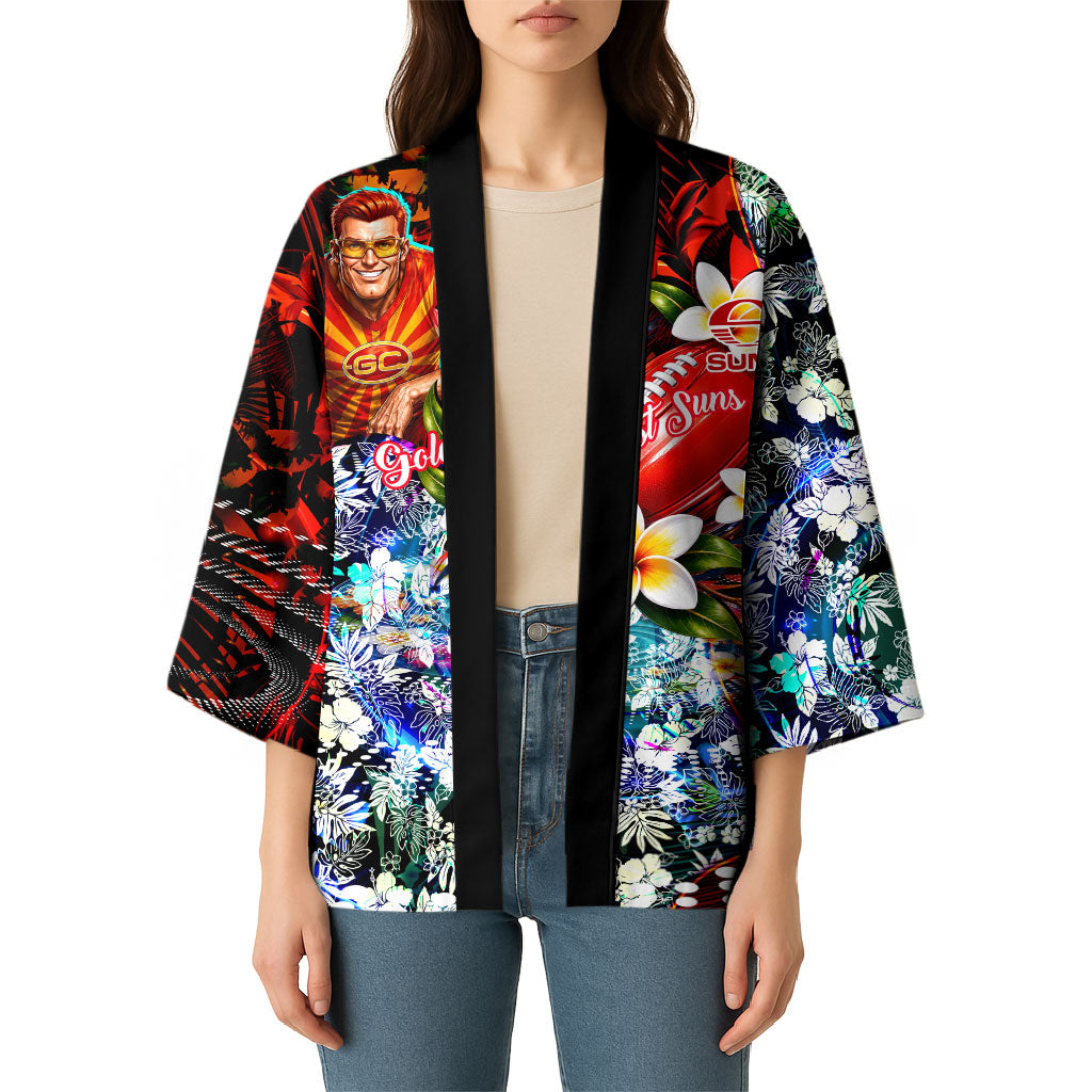 Personalized Gold Coast Suns Football Kimono Tropical Hibiscus Flowers - Pacific Fusion Style