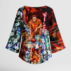 Personalized Gold Coast Suns Football Kimono Sleeve Blouse Tropical Hibiscus Flowers - Pacific Fusion Style