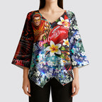 Personalized Gold Coast Suns Football Kimono Sleeve Blouse Tropical Hibiscus Flowers - Pacific Fusion Style