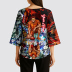 Personalized Gold Coast Suns Football Kimono Sleeve Blouse Tropical Hibiscus Flowers - Pacific Fusion Style