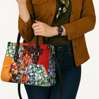 Personalized Gold Coast Suns Football Leather Bag Tropical Hibiscus Flowers - Pacific Fusion Style