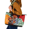 Personalized Gold Coast Suns Football Leather Tote Bag Tropical Hibiscus Flowers - Pacific Fusion Style