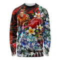 Personalized Gold Coast Suns Football Long Sleeve Shirt Tropical Hibiscus Flowers - Pacific Fusion Style