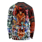 Personalized Gold Coast Suns Football Long Sleeve Shirt Tropical Hibiscus Flowers - Pacific Fusion Style