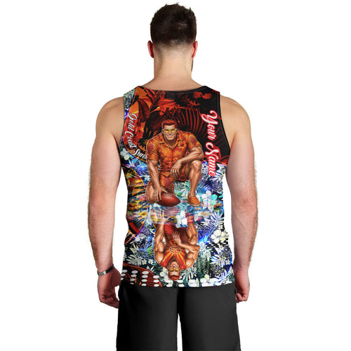 Personalized Gold Coast Suns Football Men Tank Top Tropical Hibiscus Flowers - Pacific Fusion Style