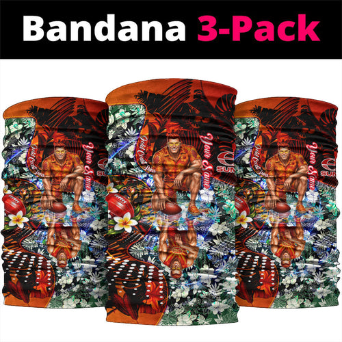 Personalized Gold Coast Suns Football Neck Gaiter Tropical Hibiscus Flowers - Pacific Fusion Style