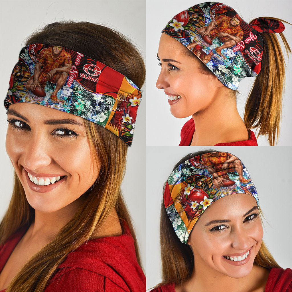 Personalized Gold Coast Suns Football Neck Gaiter Tropical Hibiscus Flowers - Pacific Fusion Style