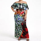 Personalized Gold Coast Suns Football Off Shoulder Maxi Dress Tropical Hibiscus Flowers - Pacific Fusion Style