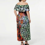 Personalized Gold Coast Suns Football Off Shoulder Maxi Dress Tropical Hibiscus Flowers - Pacific Fusion Style