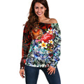 Personalized Gold Coast Suns Football Off Shoulder Sweater Tropical Hibiscus Flowers - Pacific Fusion Style