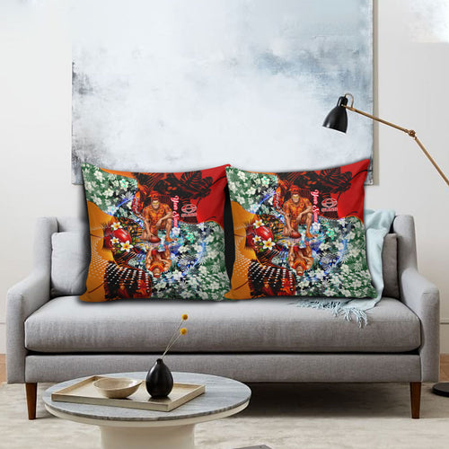 Personalized Gold Coast Suns Football Pillow Cover Tropical Hibiscus Flowers - Pacific Fusion Style