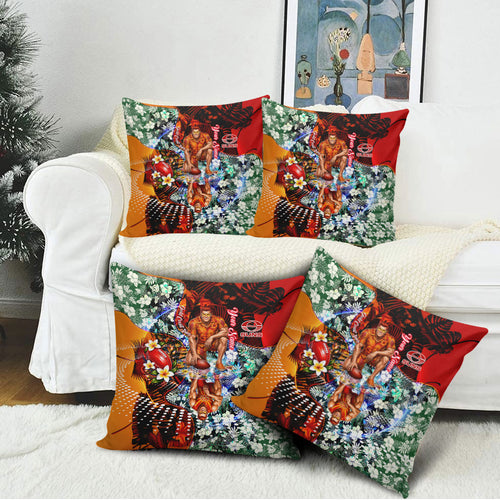 Personalized Gold Coast Suns Football Pillow Cover Tropical Hibiscus Flowers - Pacific Fusion Style