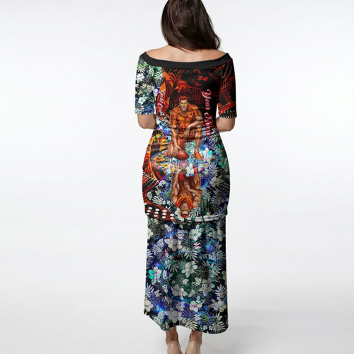 Personalized Gold Coast Suns Football Puletasi Tropical Hibiscus Flowers - Pacific Fusion Style