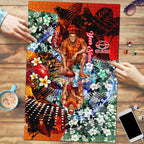 Personalized Gold Coast Suns Football Puzzle Tropical Hibiscus Flowers - Pacific Fusion Style